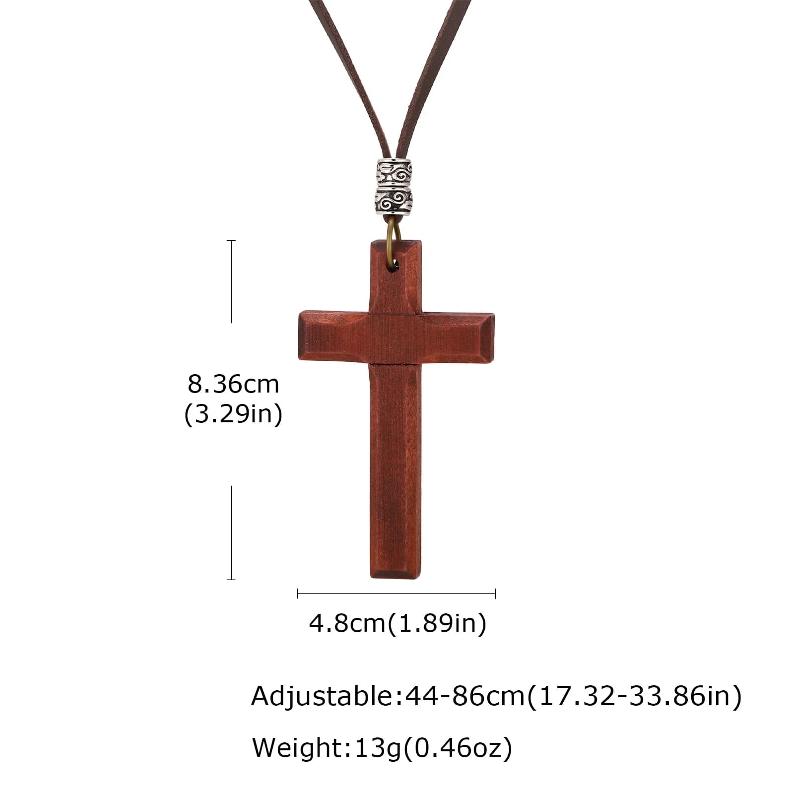 Grand collier croix en bois pour hommes, collier long avec pendentif croix catholique Jésus-Christ,