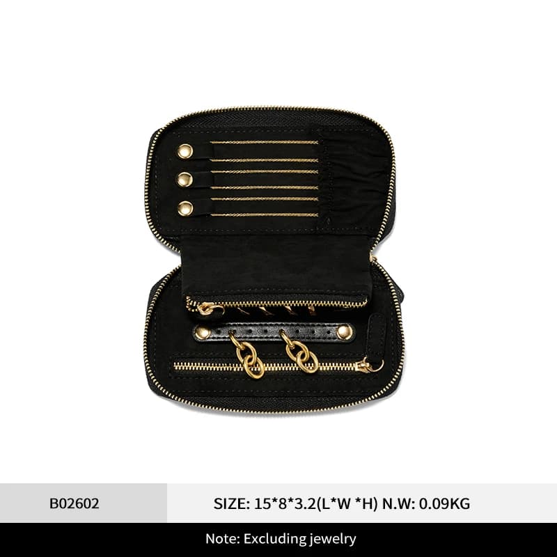 Sac à bijoux portable Oirlv, organiseur de bijoux en cuir, organiseur de voyage multifonctionnel de
