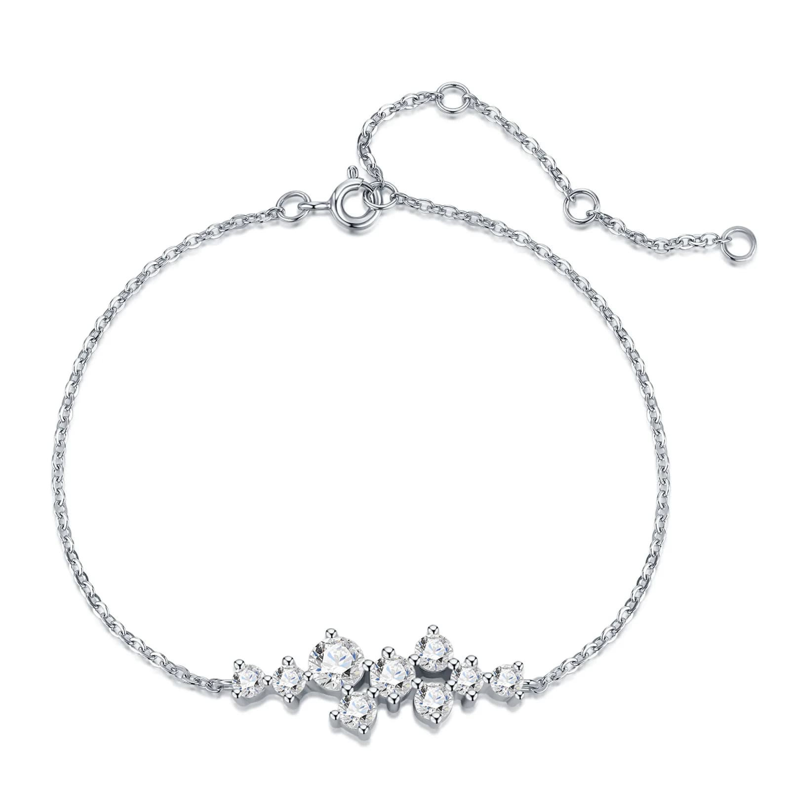 WUIHA – Bracelet en argent Sterling 925, coupe ronde, diamants Moissanite véritables, pour mariage,