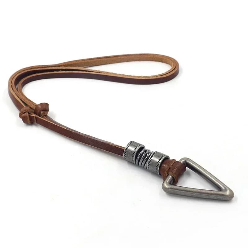 Vintage hommes femmes Triangle réglable en cuir cordon collier pendentif bijoux cadeau de noël colli