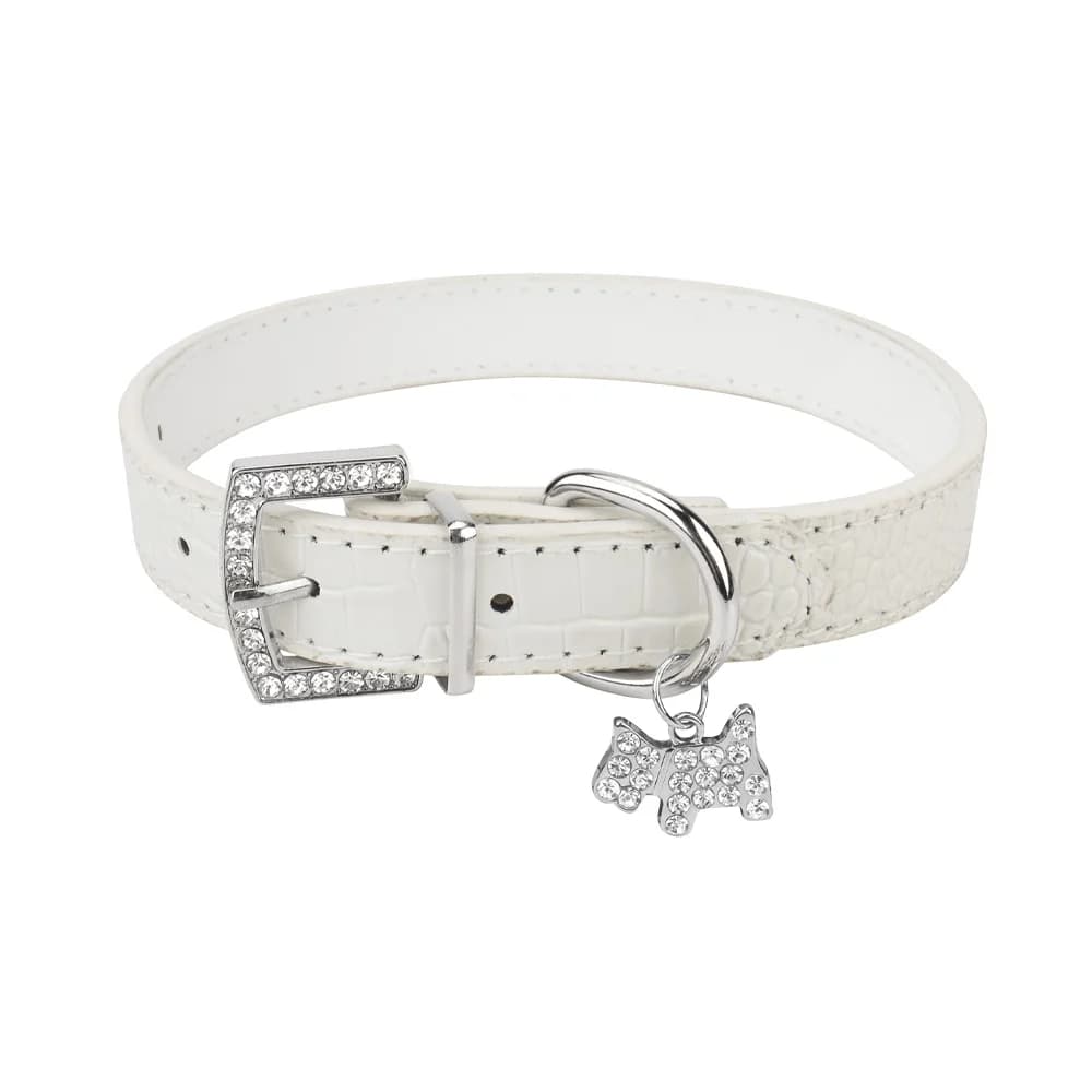 Petit collier de chien durable en cuir PU rembourré colliers pour animaux de compagnie avec pendenti