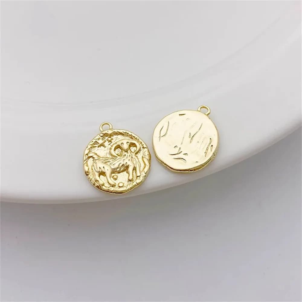 Pendentif à breloque plaqué or 14K, 12 Constellations, fournitures de bijoux à faire soi-même, perle