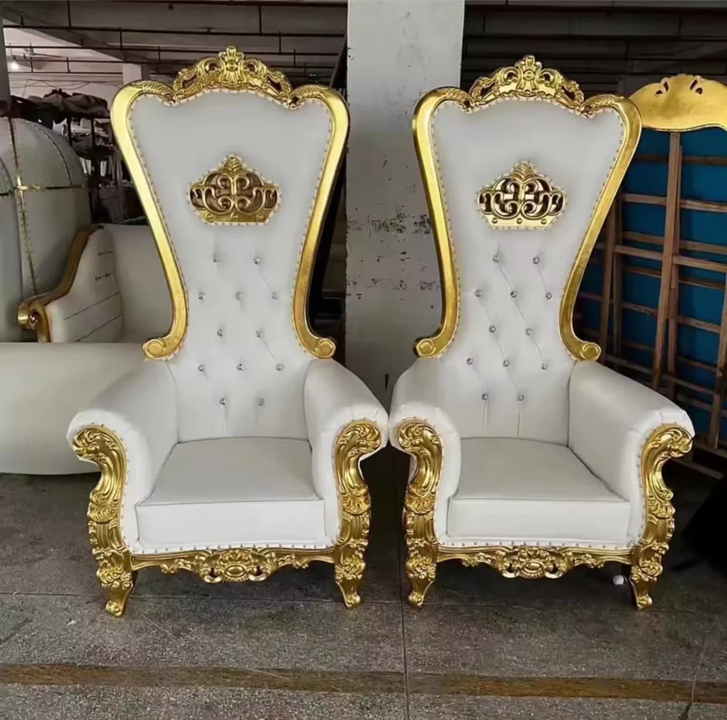 Sungkai – chaise trône King de luxe en acajou, dossier haut, argent, blanc, Royal, meubles anciens p
