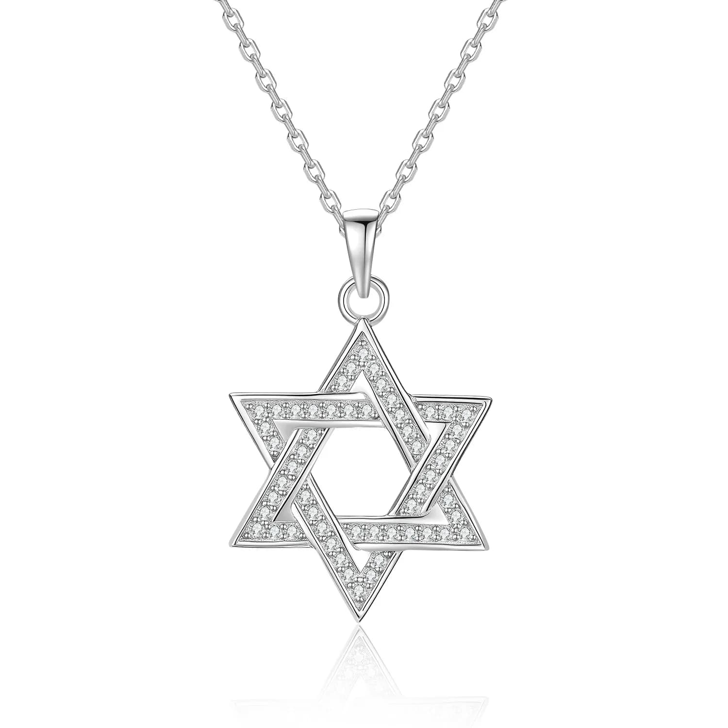 Collier pendentif hexagramme en argent sterling S925 entièrement serti de diamants, pendentif étoile