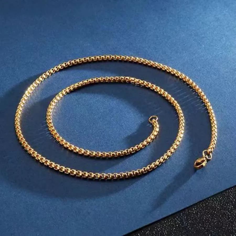 Collier Rond Rempli d'Or 18K pour Homme et Femme, Bijoux de Charme de ixde Mariage, 45-60cm, 4mm, 18