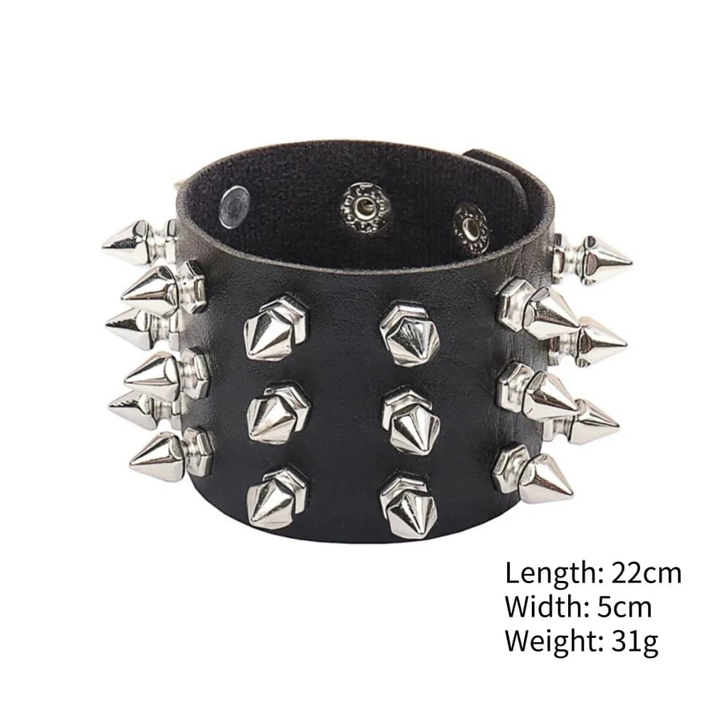 Nouveau Bracelet Punk pour hommes et femmes, Bracelet gothique en cuir noir avec clous en métal clou