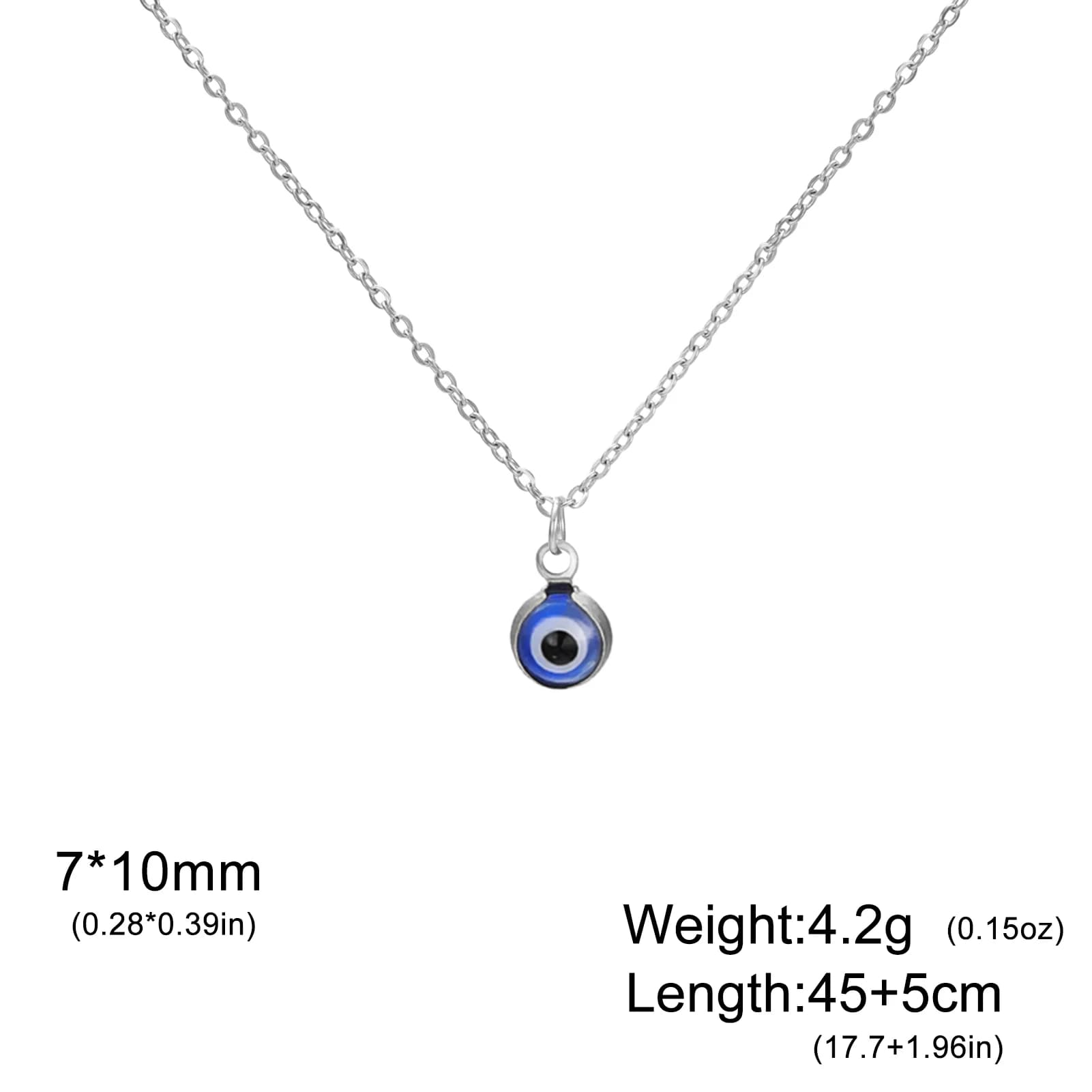 Collier rond mauvais œil pour femmes, petit œil bleu, collier de Protection en acier inoxydable