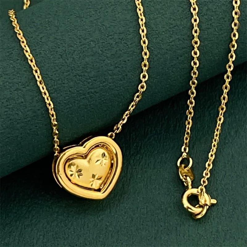 Collier en argent Sterling 925 et or 24 carats pour femmes, pendentif en forme de cœur, à la mode, S
