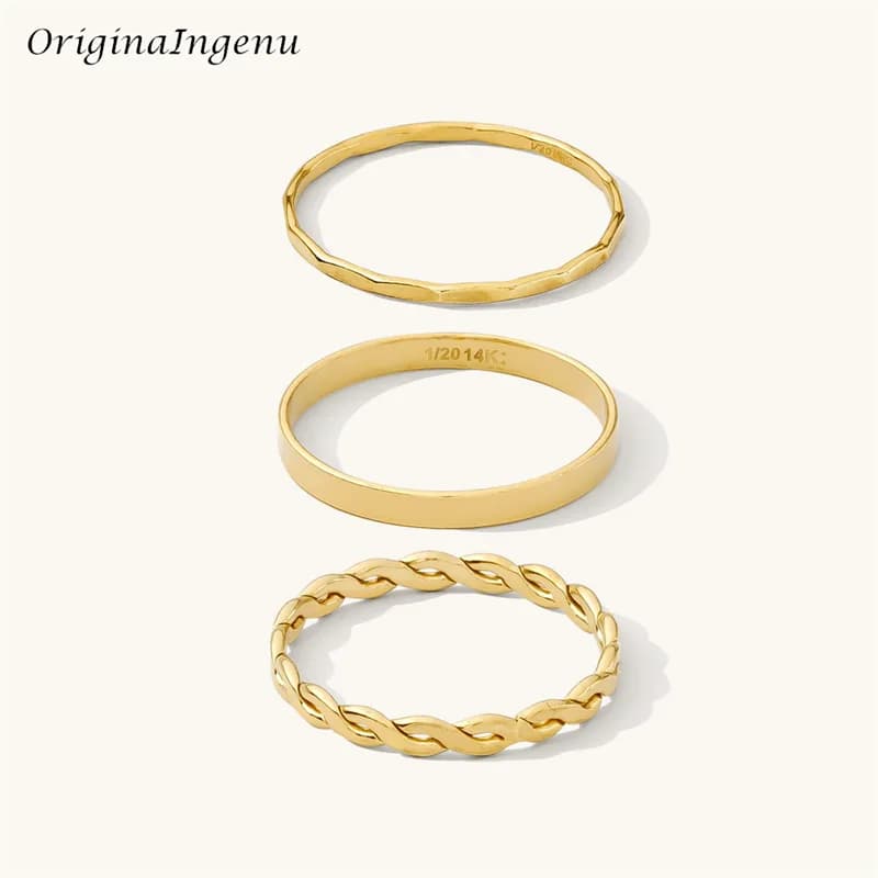 Ensemble de matiques empilables en or 14 carats pour femmes, matiques remplies d'or exquises, bijoux