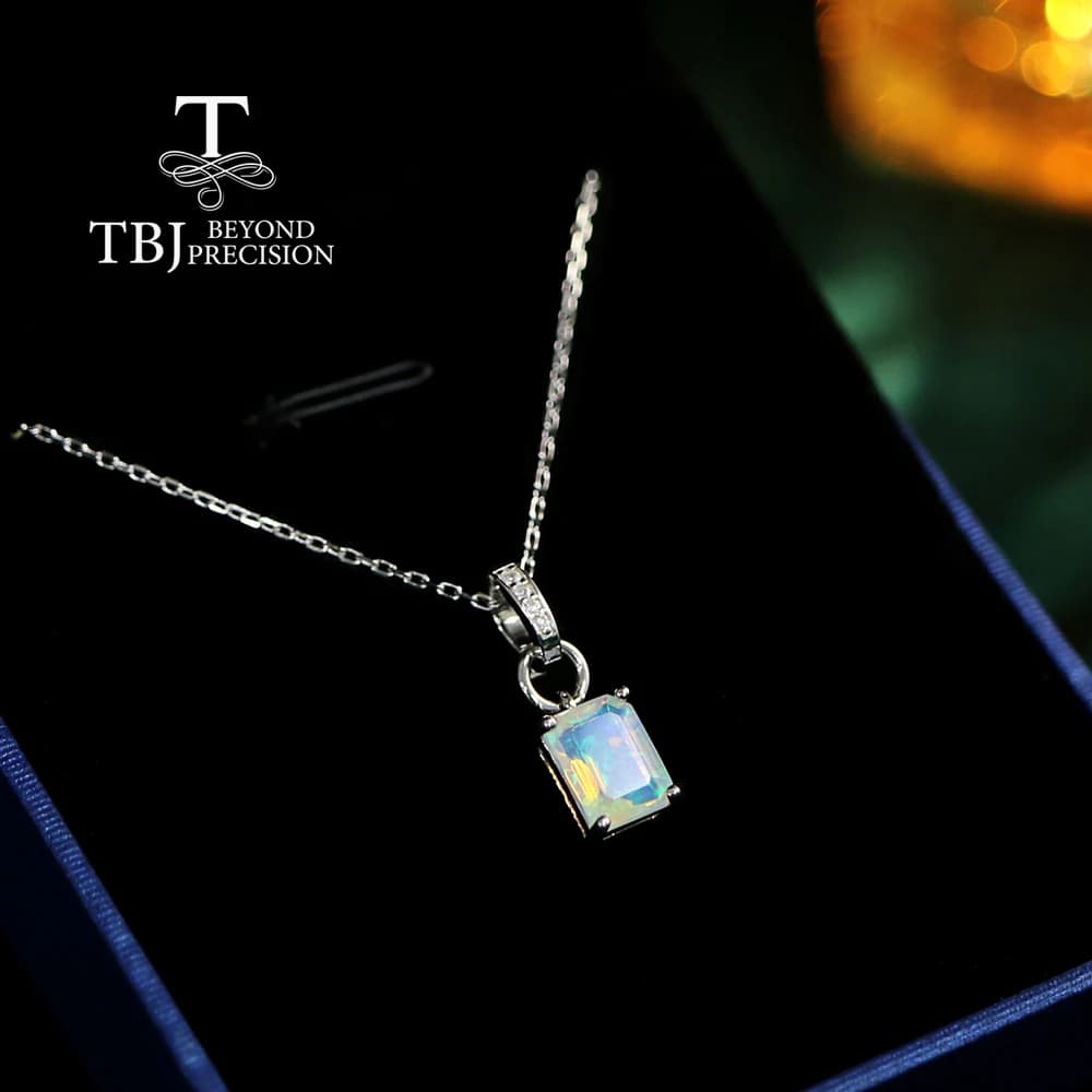 Collier pendentif opale naturelle simplement conçu en argent sterling 925, bijoux fins pour dames po