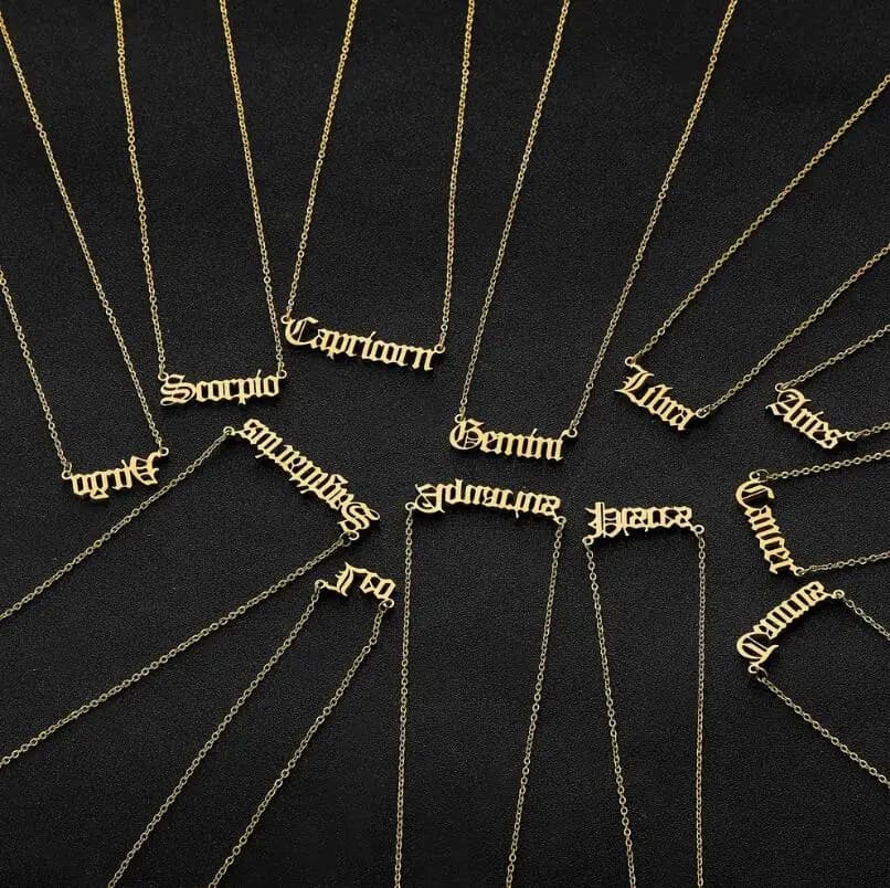Collier avec 12 constellations en acier inoxydable
