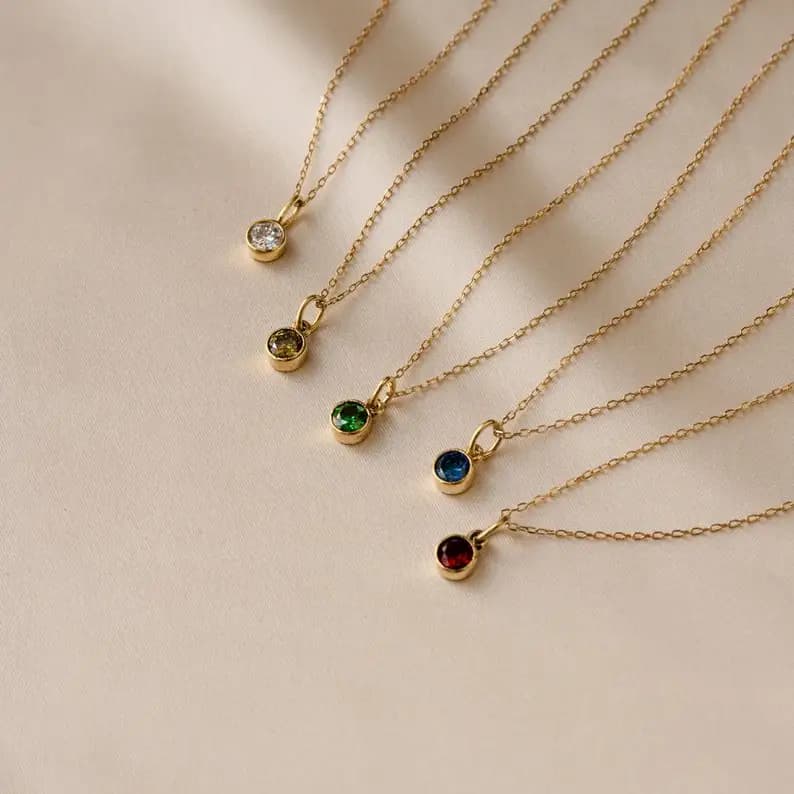 ELAN vente collier de pierre de naissance collier minimaliste en acier inoxydable bijoux personnalisés • cadeau d'anniversaire