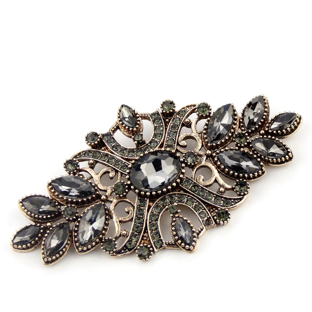 Sunspicems – broche en cristal pour femme, Vintage, bohémien, bijoux de Banquet, indien, turc, ethnique, fleur, rétro, couleur or