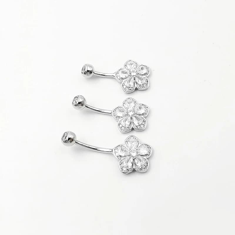 Piercing en forme de fleur pour nombril, anneau de ventre, en vrac, en argent Sterling 925, bijoux de corps pour femmes, accessoires fins d'été, cadeau romantique