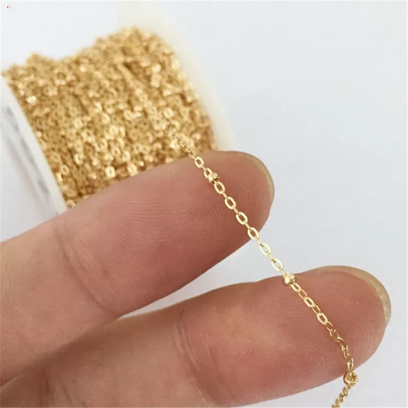 Chaîne satellite en or véritable 14 carats, chaîne de 1 mm, collier en or, bijoux minimalistes, chaîne en or rempli, bijoux DIY