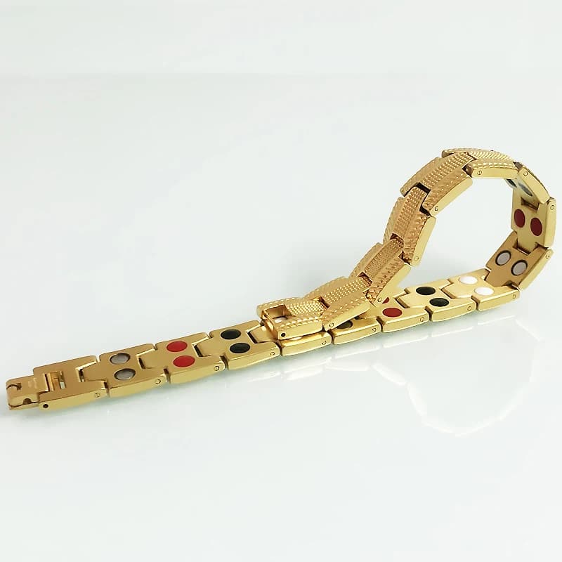 Bracelet magnétique thérapeutique pour homme, couleur or de luxe, acier inoxydable 316L, largeur 13 mm, bijou de santé.