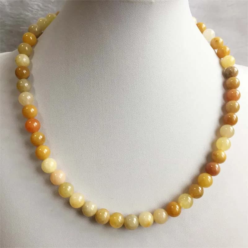 Collier en Jade topaze jaune antique brésilien, bijoux Vintage en pierre naturelle, Noble, élégant, chaîne de perles exquise, ras du cou