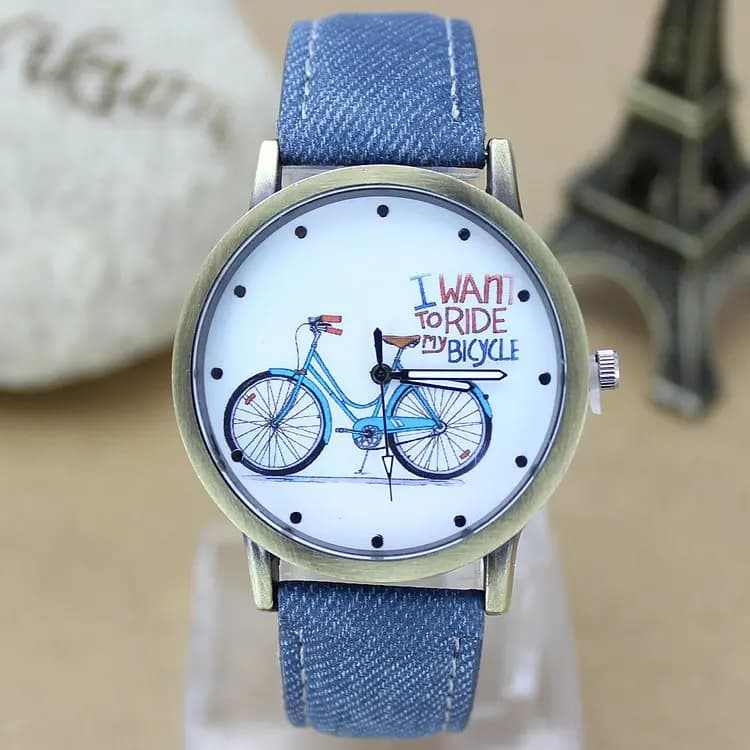 Nouvelle mode hommes montre de vélo femmes Jean tissu bracelet en cuir robe montres Relogio Feminino dames