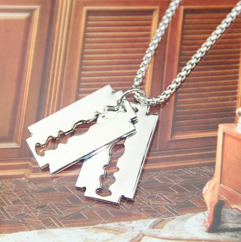 Bijoux fantaisie Double bord lames de rasoir pendentif pour hommes collier décontracté mâle