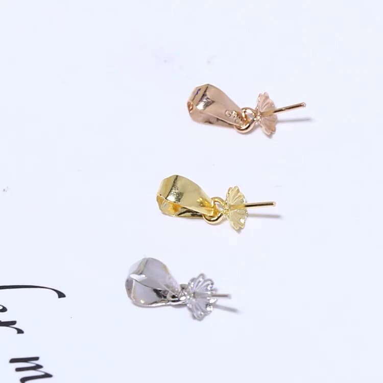 Pendentif en or véritable AU 750 18K, pièces de montage de bijoux, accessoires pour perles, Agate, cristaux de corail, Jade