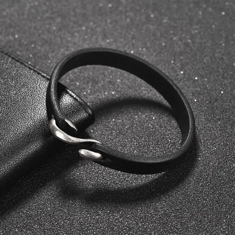 Bracelet rétro en cuir véritable pour homme et femme