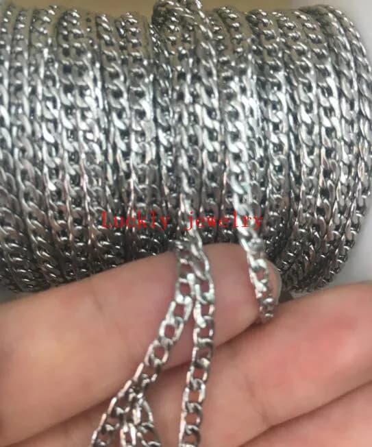 Chaîne Figaro NK en acier inoxydable de 3 mm, 10 mètres/lot, pour la création de bijoux / marquage DIY Bling