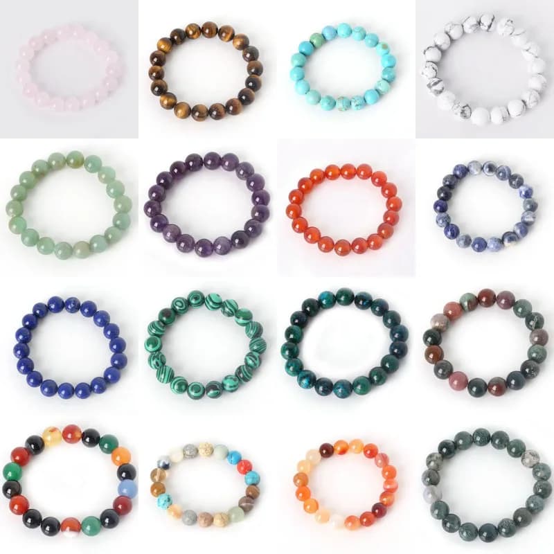 Bracelet à breloques avec perles en pierre naturelle