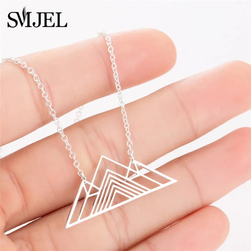 SMJEL 2025 à la mode Art déco Triangle collier femmes montagne charme géométrique colliers en acier inoxydable bijoux