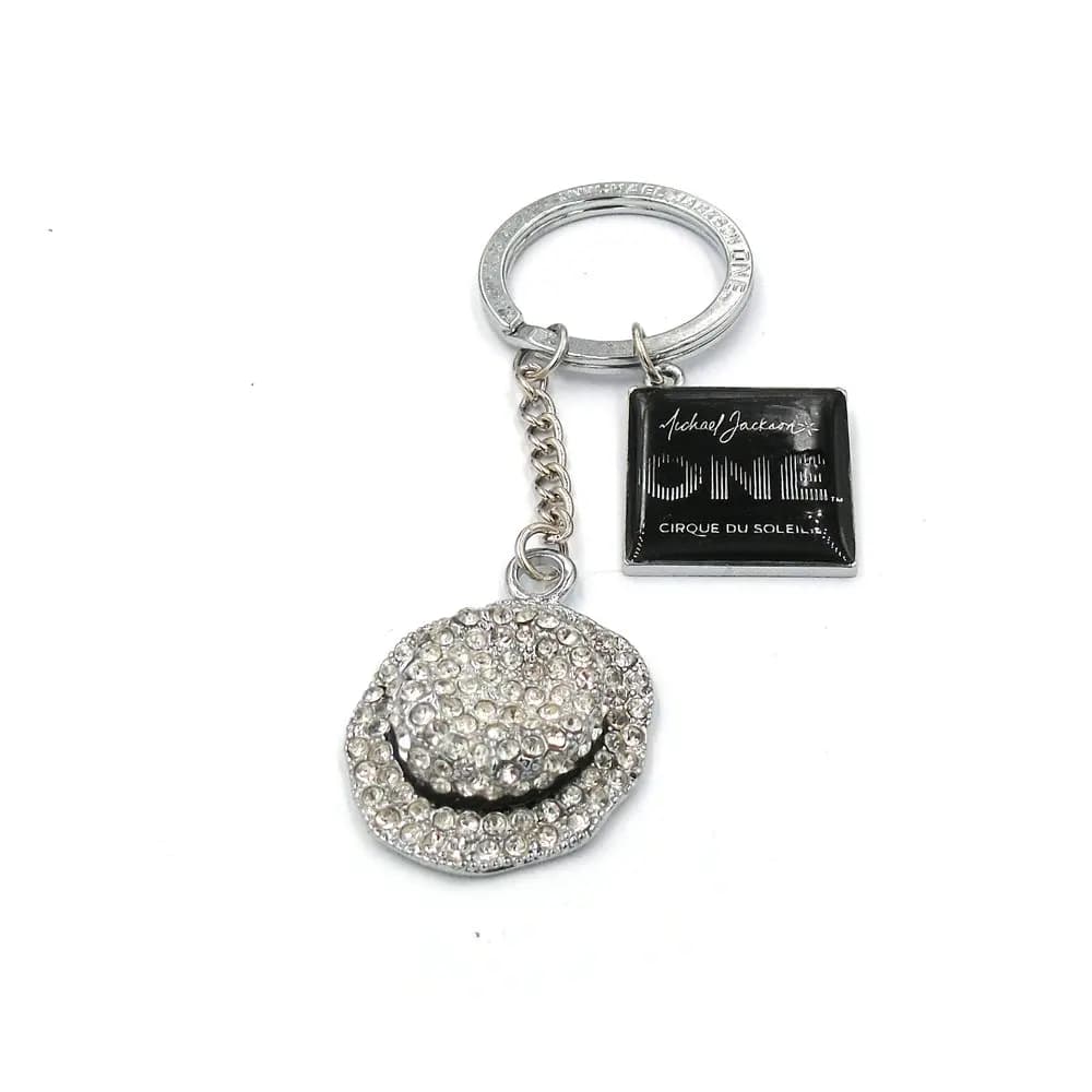 Commémorer le roi du Pop Michael Jackson MJ chapeau avec cristal et Logo stéréo porte-clés en métal bijoux de mode