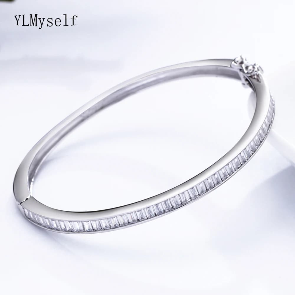 YLMyself Bracelet Bracelet 5*5.6 CM 925 argent 4MM carré cubique Zircon luxe bijoux fins