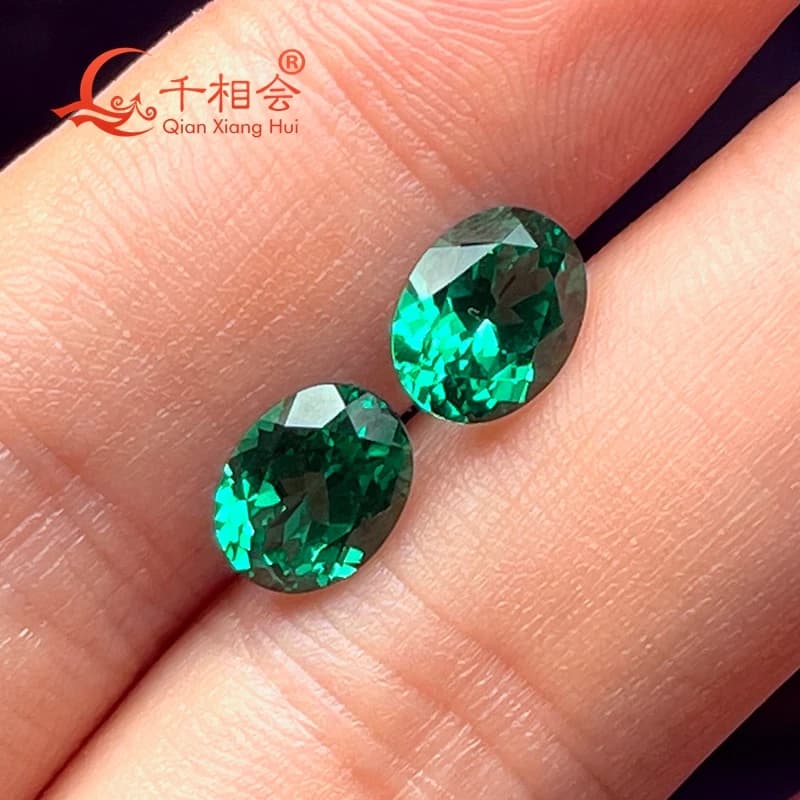 Alexandrite cultivée en laboratoire, 2,4 ct, forme ovale, pierre précieuse en corindon vert, 7x9 mm, pour la fabrication de bijoux