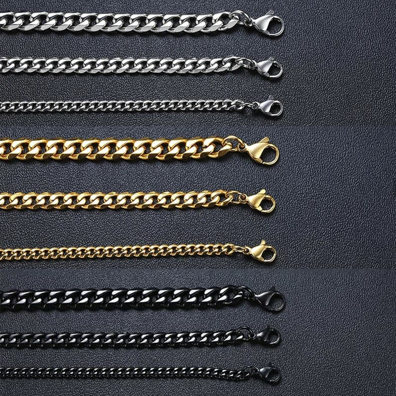 Vnox 3-11mm gros Miami gourmette chaîne Bracelet pour hommes, acier inoxydable lien cubain chaîne Bracelet classique Punk lourd mâle bijoux