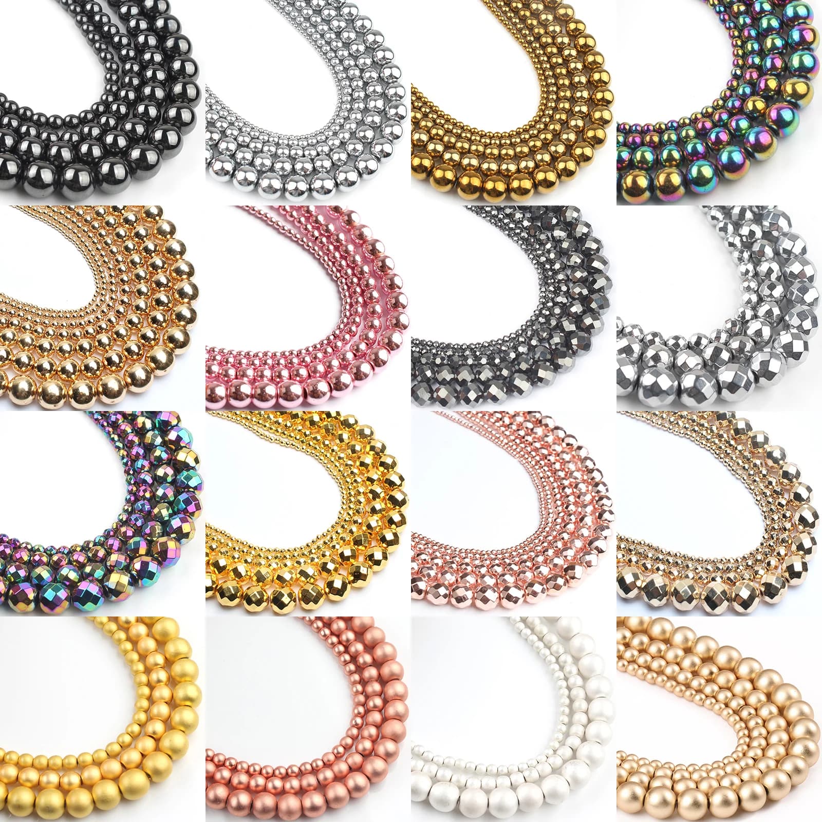 Pierre Naturelle Hématite de 2, 3, 4, 6, 8, 10mm, Perle Ronde pour Bijoux, Breloques à Facettes de Direction, Accessoires de Collier, DIY