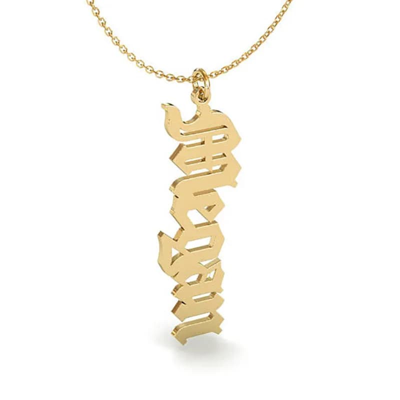 Collier personnalisé avec ancien nom anglais pour femme, acier inoxydable, collier vertical personnalisé, cadeau de bijoux de demoiselle d'honneur, BFF