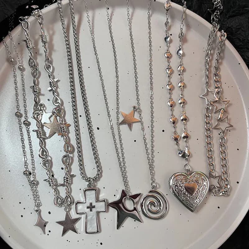 Collier cubain étoile Hip Hop pour hommes et femmes, Punk, chaîne de clavicule en acier titane, ras du cou, bijoux de rue, accessoires Kpop, vente en gros