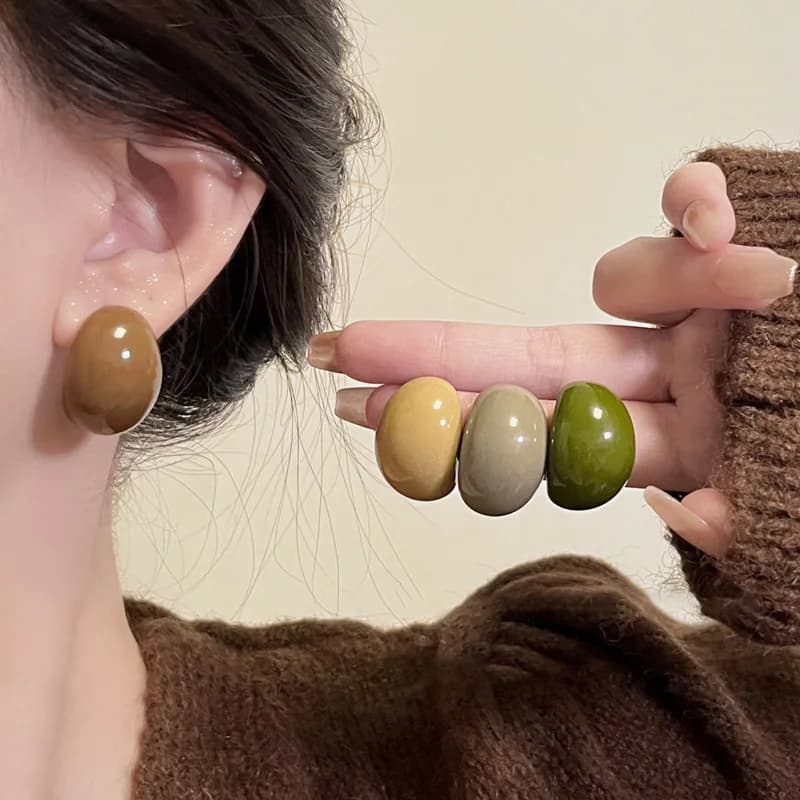 Boucles d'oreilles coréennes en résine acrylique semi-cercle pour femmes, mode Vintage, accessoires de bijoux, cadeaux de fête