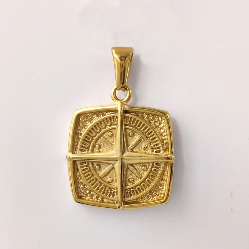 Collier pendentif boussole nautique - Pendentif boussole rétro punk imperméable | Cadeau de bijoux en acier inoxydable plaqué or 18 carats