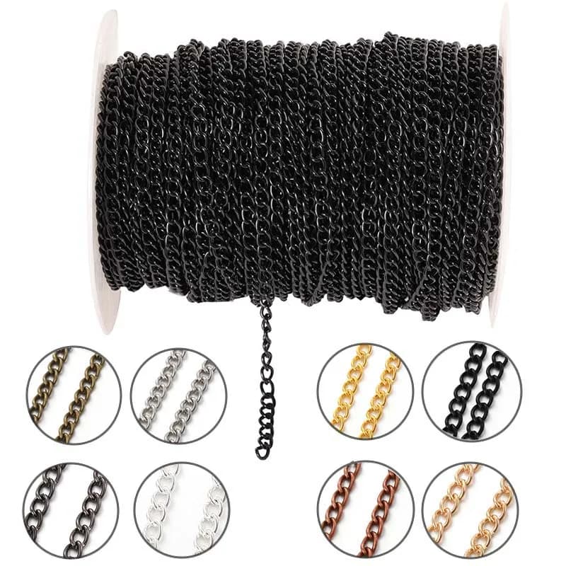 Extension plate de 2 mètres, 2.5/3.5/4.5mm, chaîne fine en métal, collier à faire soi-même, chaîne de corps, fabrication de bijoux, accessoires de chaîne