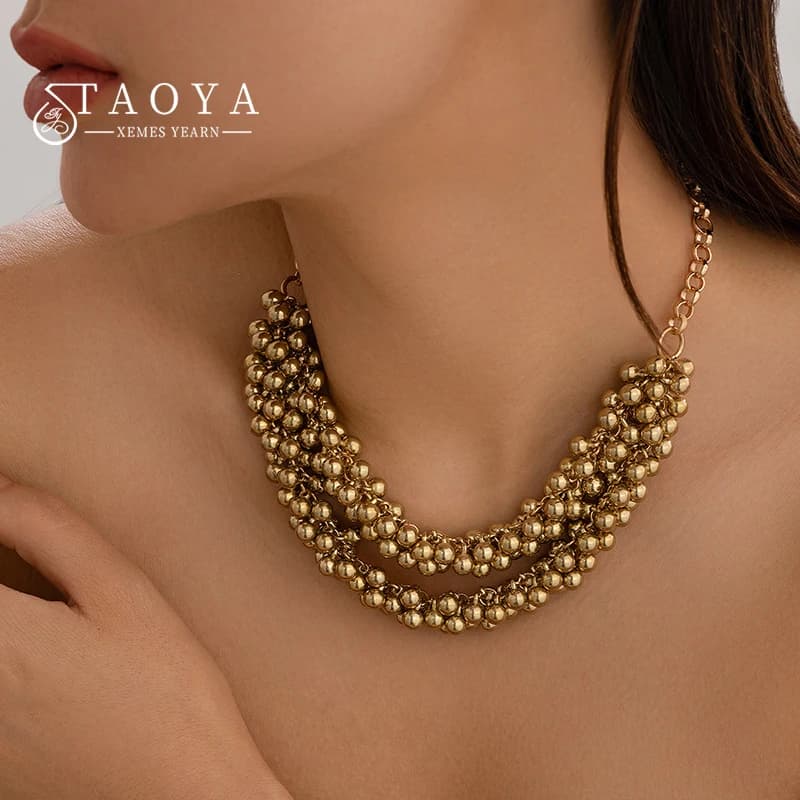 Collier exagéré de perles métalliques de l'industrie lourde européenne et américaine pour femmes, bijoux à la mode, accessoires inhabituels de fête, 2024