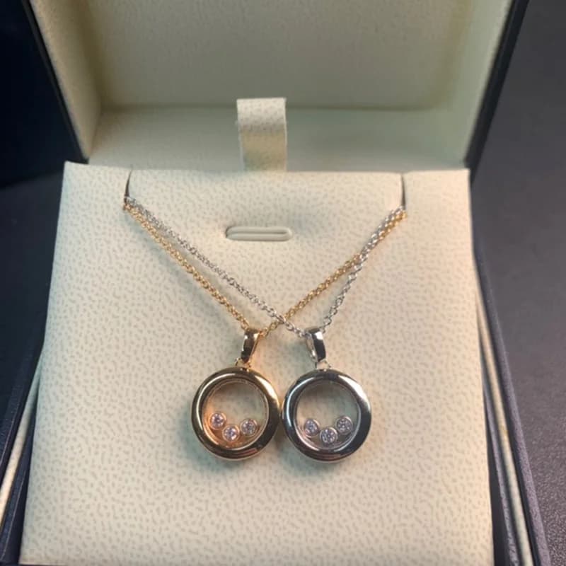 Collier plaqué or 18 carats Happy Move Stone 5A, ensemble de colliers avec pendentif en zircone pour femmes, bijoux fins