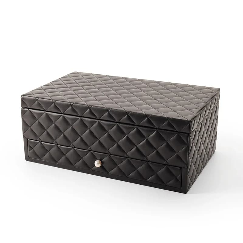 Boîte à bijoux boîtes de rangement multifonctions en cuir PU grand organisateur de bijoutier pour les femmes