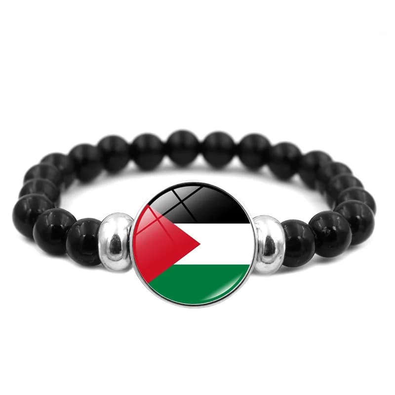 Bracelet drapeau palestinien pour hommes et femmes, tout-en-un, perles noires, accessoires de bijoux, chaîne réglable