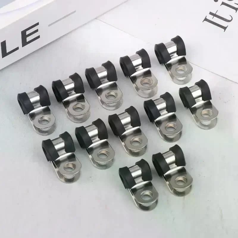 12 pièces doublé de caoutchouc câblage tuyau collier de serrage métal R Clips camping-car hydraulique 3/16 "frein gaz