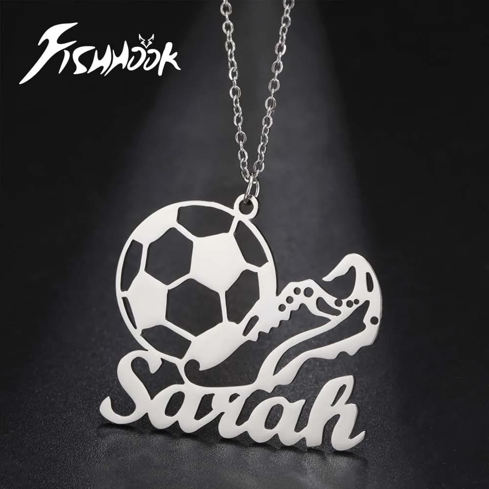 Collier de basket-ball, collier de football, collier de baseball, pendentif personnalisé avec nom, cadeau pour femmes et hommes, chaîne en acier inoxydable, bijoux