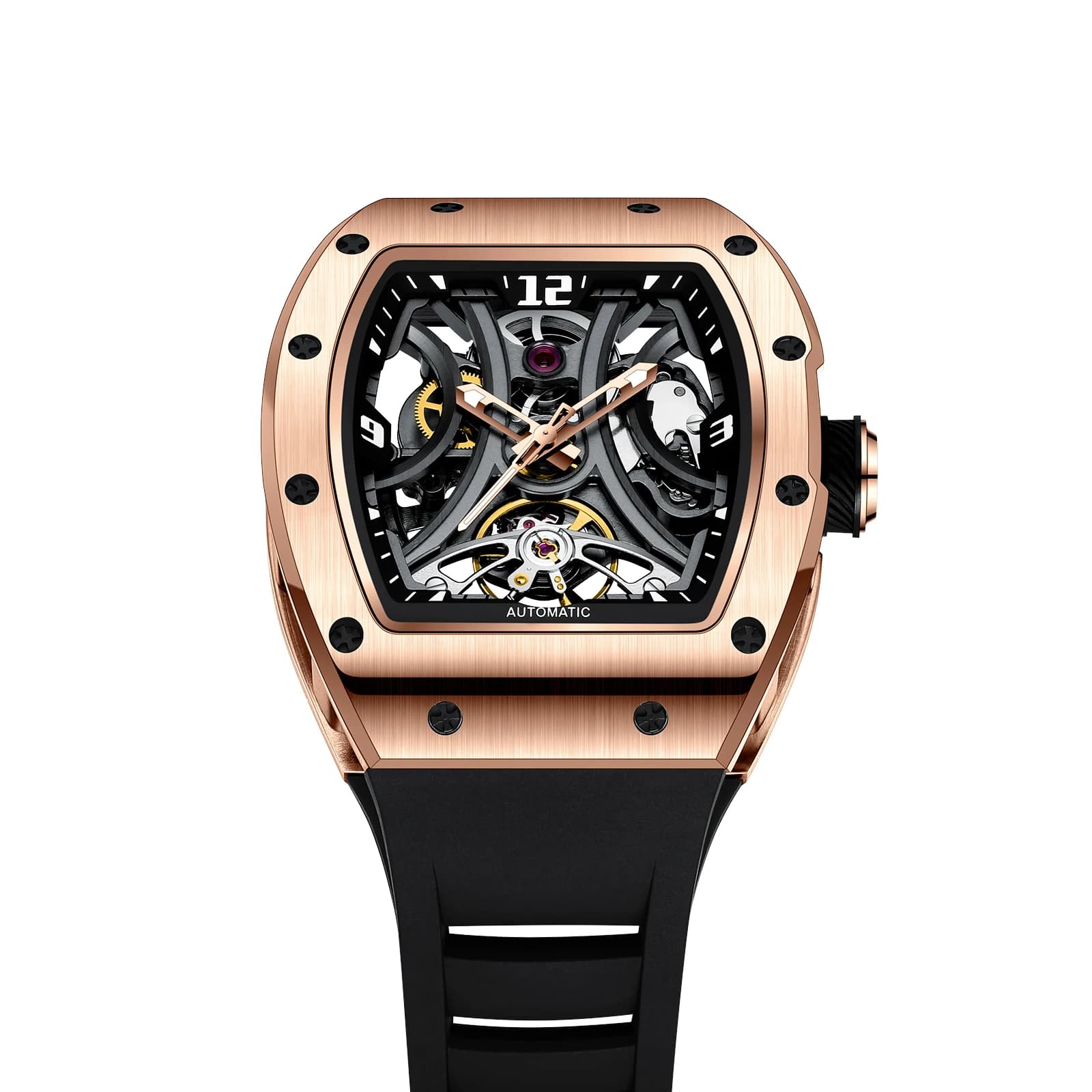Montre pour homme, bracelet en cuir, montre mécanique automatique à remontage manuel, étanche, lumineuse, pour homme