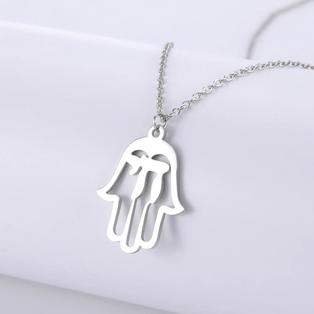 LIKGREAT Hamsa main Chai collier à breloques pour femmes hébreu Judaica bijoux Chai pendentifs amulette chanceux Protection de Jérusalem