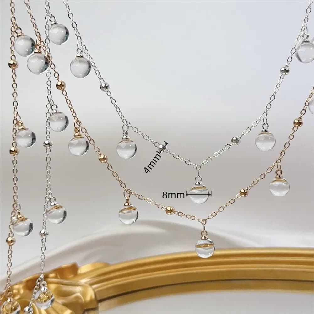 Chaînes de perles de verre rondes transparentes de 1 mètre, chaîne en cristal, bricolage de colliers et de bracelets pour femmes, fournitures d'accessoires pour la fabrication de bijoux à la mode