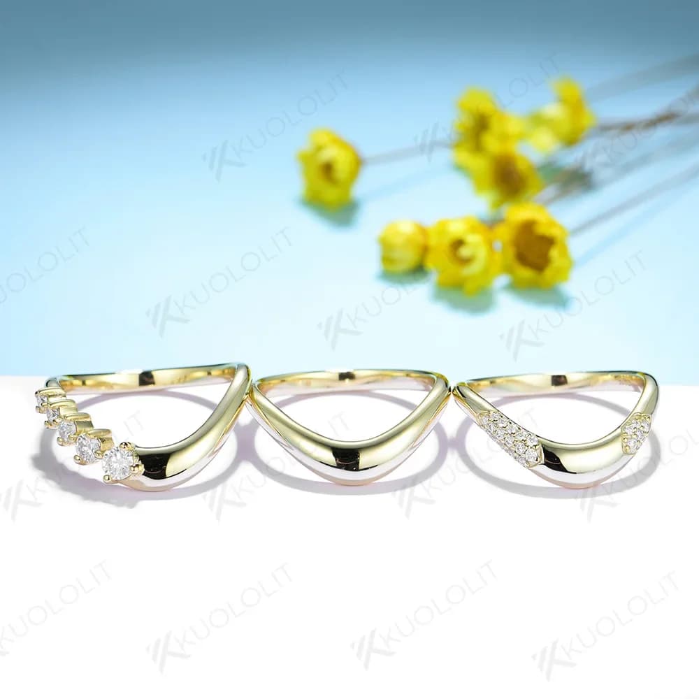 Kuololit 0.35CTW Lab Grown Diamond Band pour hommes femmes solide 14K 10K 585 argent jaune or mariage pour anniversaire de Noël
