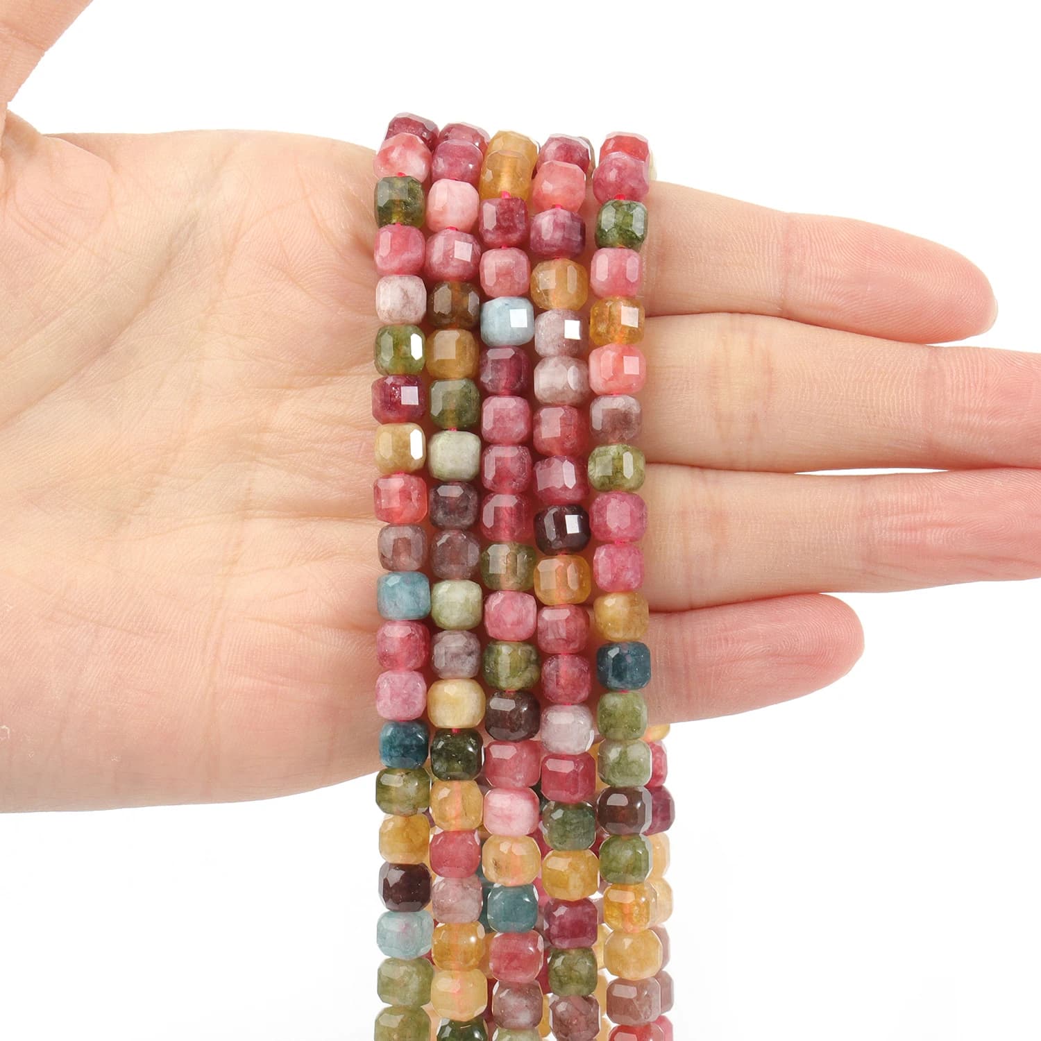 Tourmaline naturelle à facettes, perles carrées en forme de Cube de 5mm pour la fabrication de bijoux, accessoires de perles pour bracelets et colliers à faire soi-même