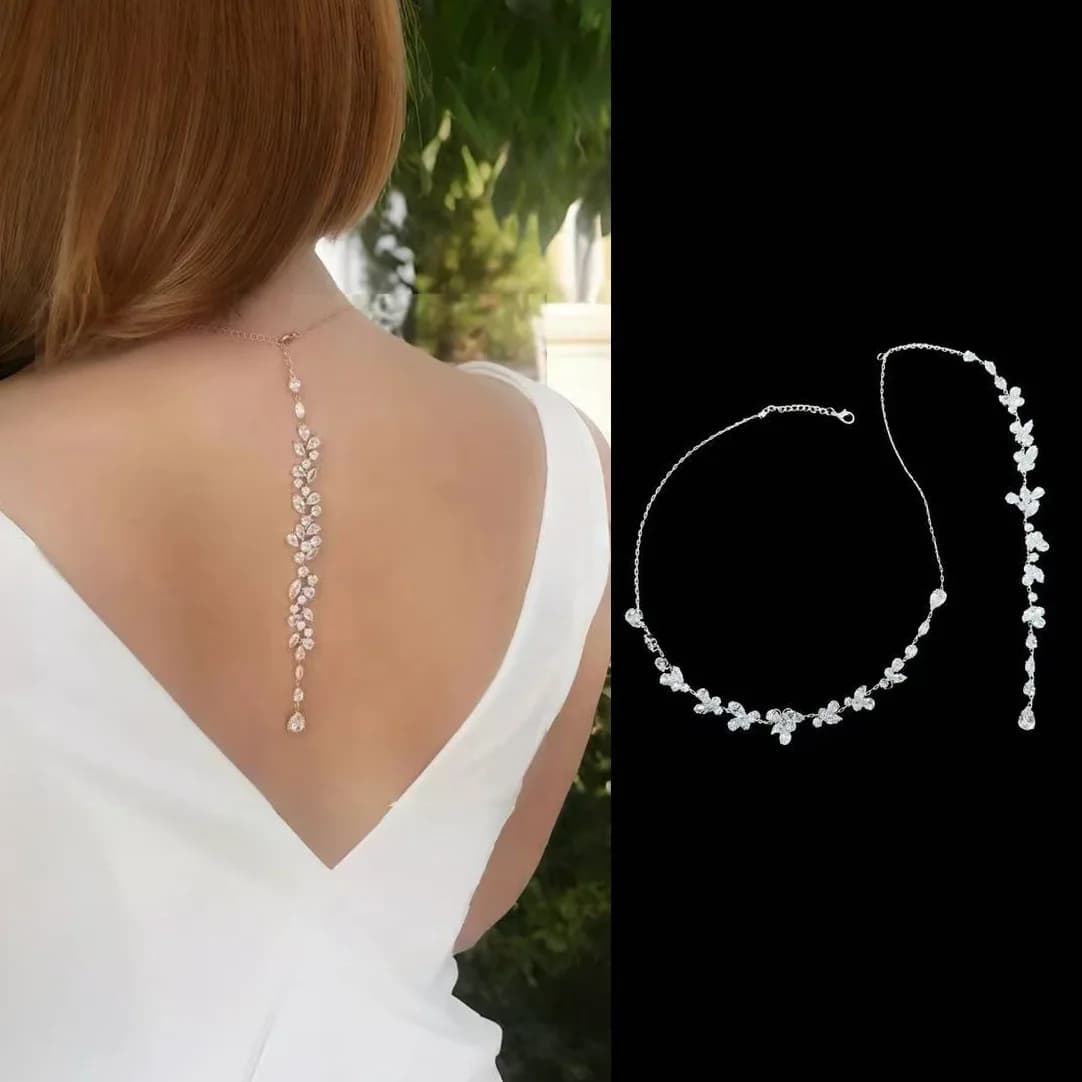 Collier chaîne arrière en Zircon pour femmes